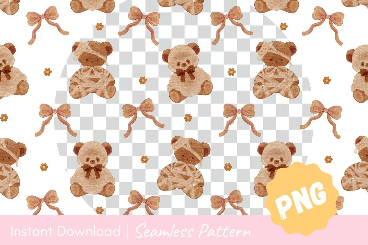 Teddy Bears Pattern – Mummy & Ghost, a Pattern Graphic by CpSnowy (Photo 2 of 5)