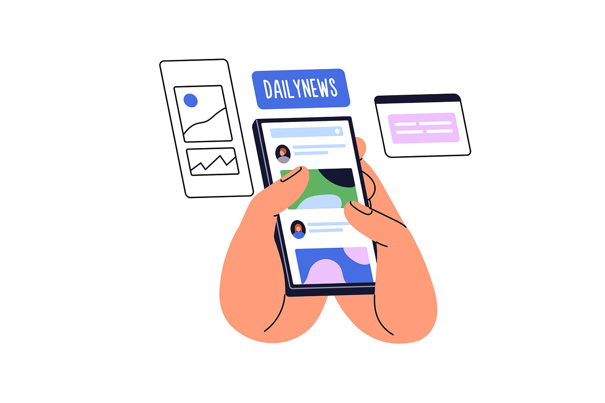 People reading breaking news set, a Person Illustration by PaperTrident (Photo 6 of 6)