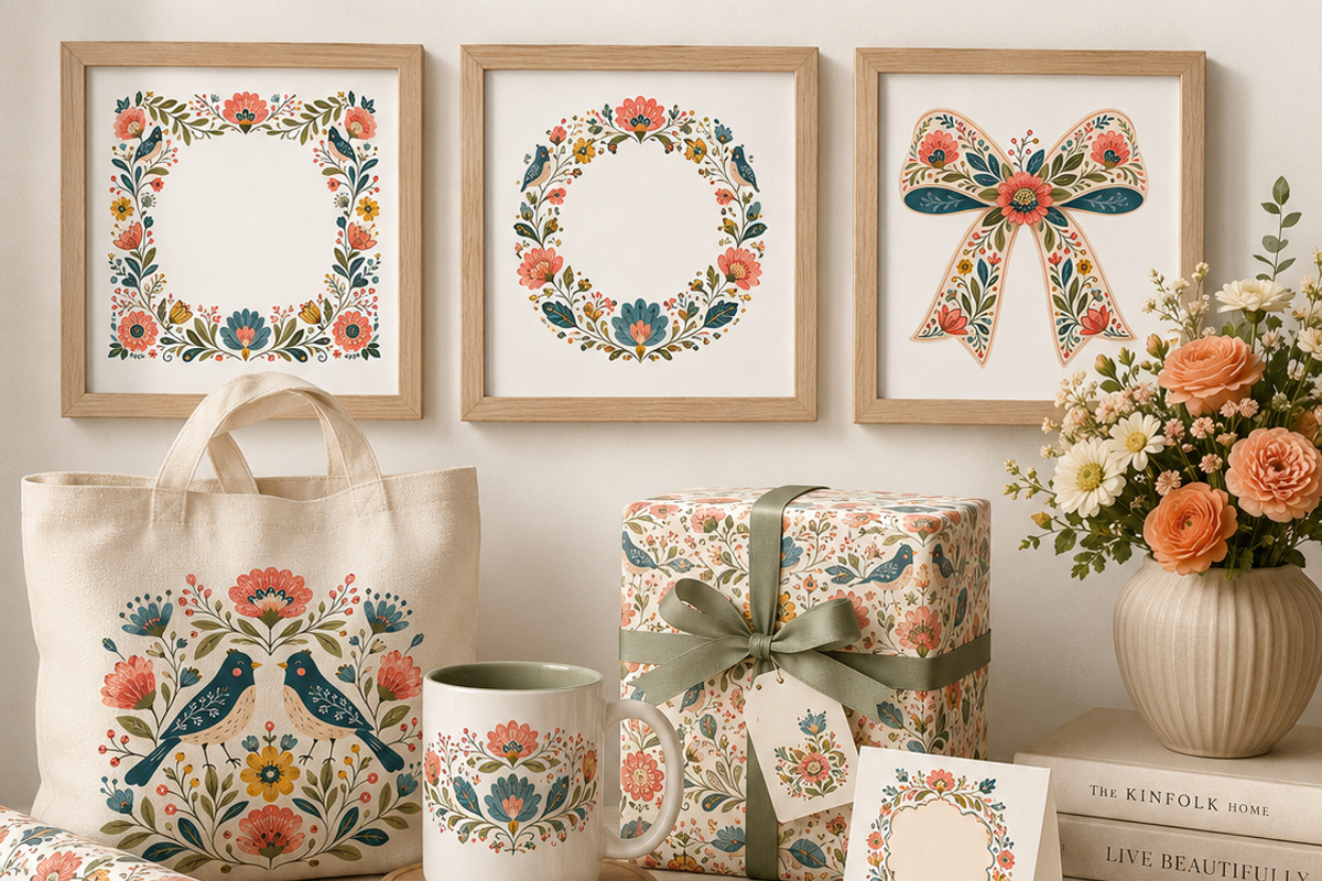 Floral Modern Folk clipArt Whimsy, a Decorative Illustration by HeavensStar (Photo 5 of 6)