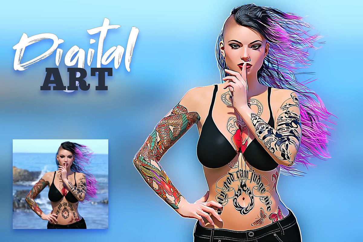 Digital Vector Art Photoshop Action, an Action Add-On by Krystal Designs Co. (Photo 13 of 13)