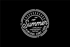 Hipster Retro Stamp Surf Beach Logo