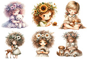 Whimsical Little Girl and Pet Clipar, an Illustration by Designworld (Thumbnail 2 of 3)