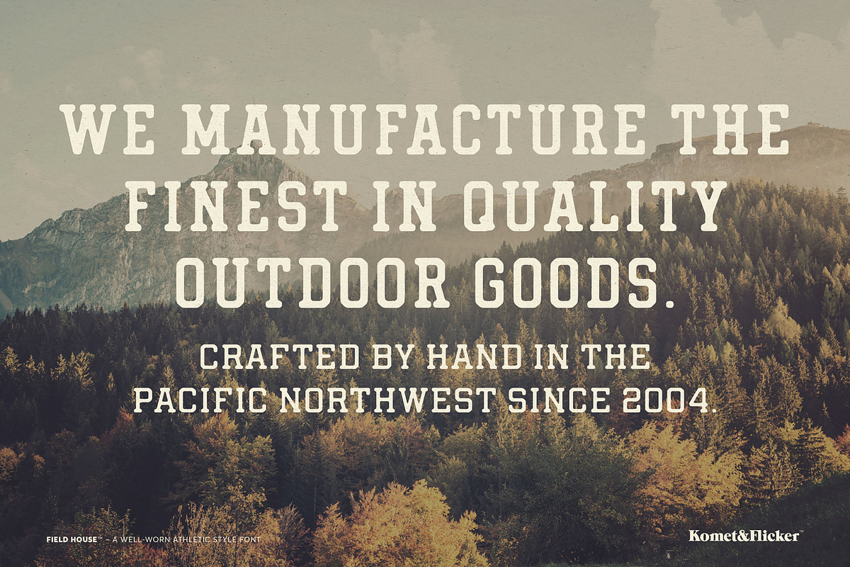 Field House – A Rustic Athletic Font, a Font by Komet & Flicker (Photo 4 of 15)