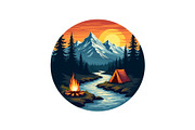 Sunset Adventure Camping Badge Set, an Object Graphic by Designs_River (Thumbnail 2 of 13)