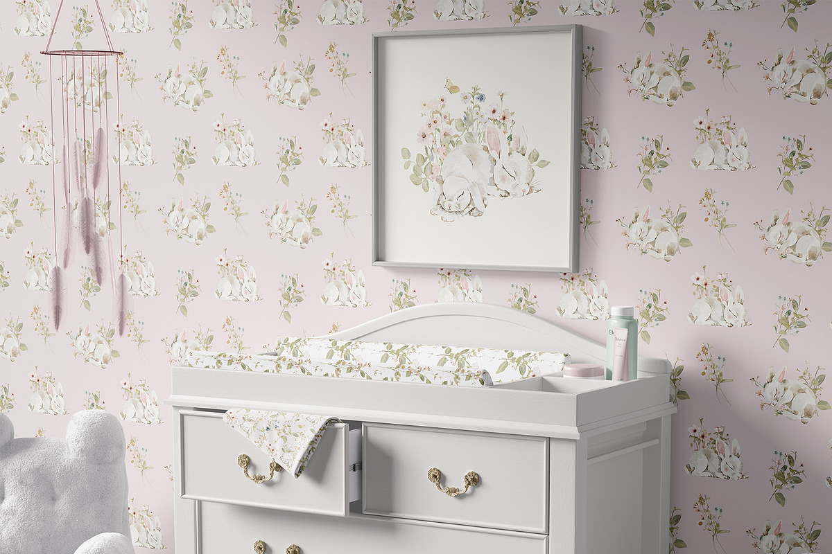 Watercolor Bunny & Wildflowers  set, a Decorative Illustration by Grace Noboa Illustrations (Photo 9 of 11)