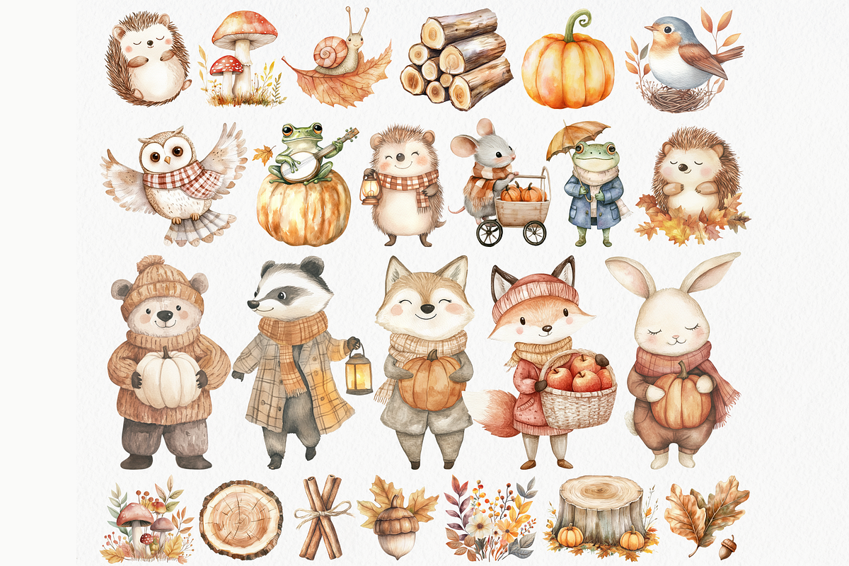 Whimsical Woodland Clipart Fall, an Animal Illustration by ClipArtCharm (Photo 2 of 6)