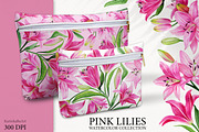 Watercolor Pink Lily Floral Elements, an Object Graphic by KarinkaBU (Thumbnail 2 of 6)