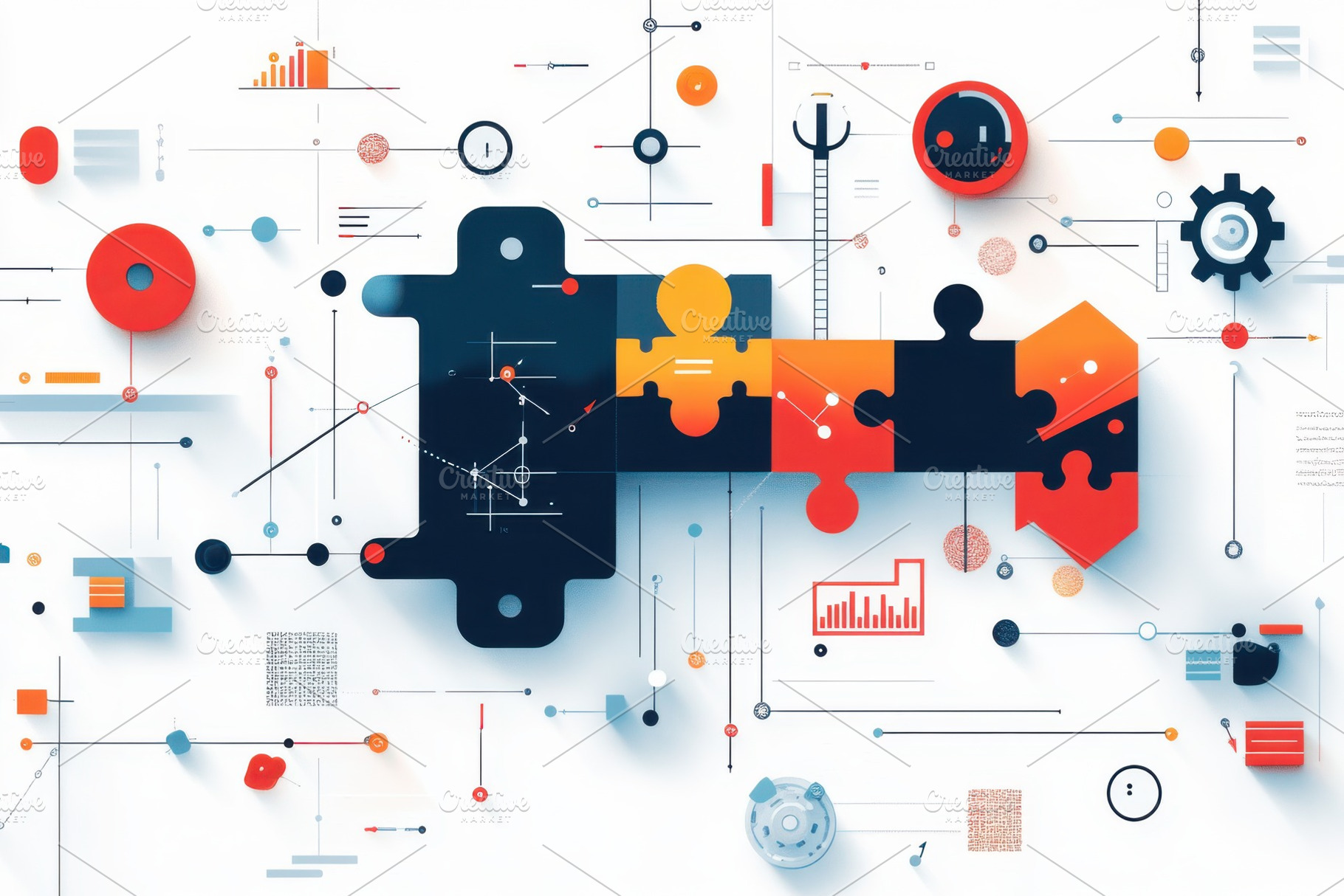 Interconnected Puzzle Pieces System, a Background Photo by Pixeness