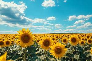 Yellow sunflowers on a field, a Nature Photo by MistyDay