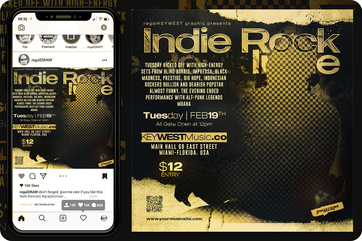 Indie Rock Music Flyer, a Flyer Template by regalDRAW (Photo 1 of 3)