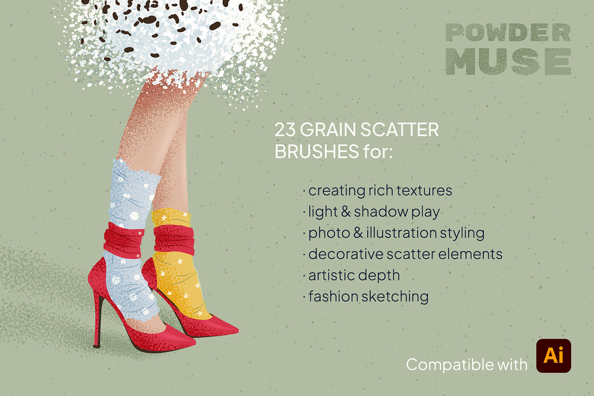 POWDER MUSE: illustrator brushes, a Brush Add-On by IuliiaSavko (Photo 2 of 9)