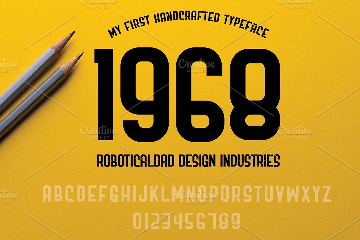 Nineteen68 - Retro Typeface, a Font by Kuya Carthy Art + Design (Photo 1 of 3)