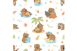 Wombat seamless pattern. Cartoon, an Animal Illustration by Valerie Bodnar