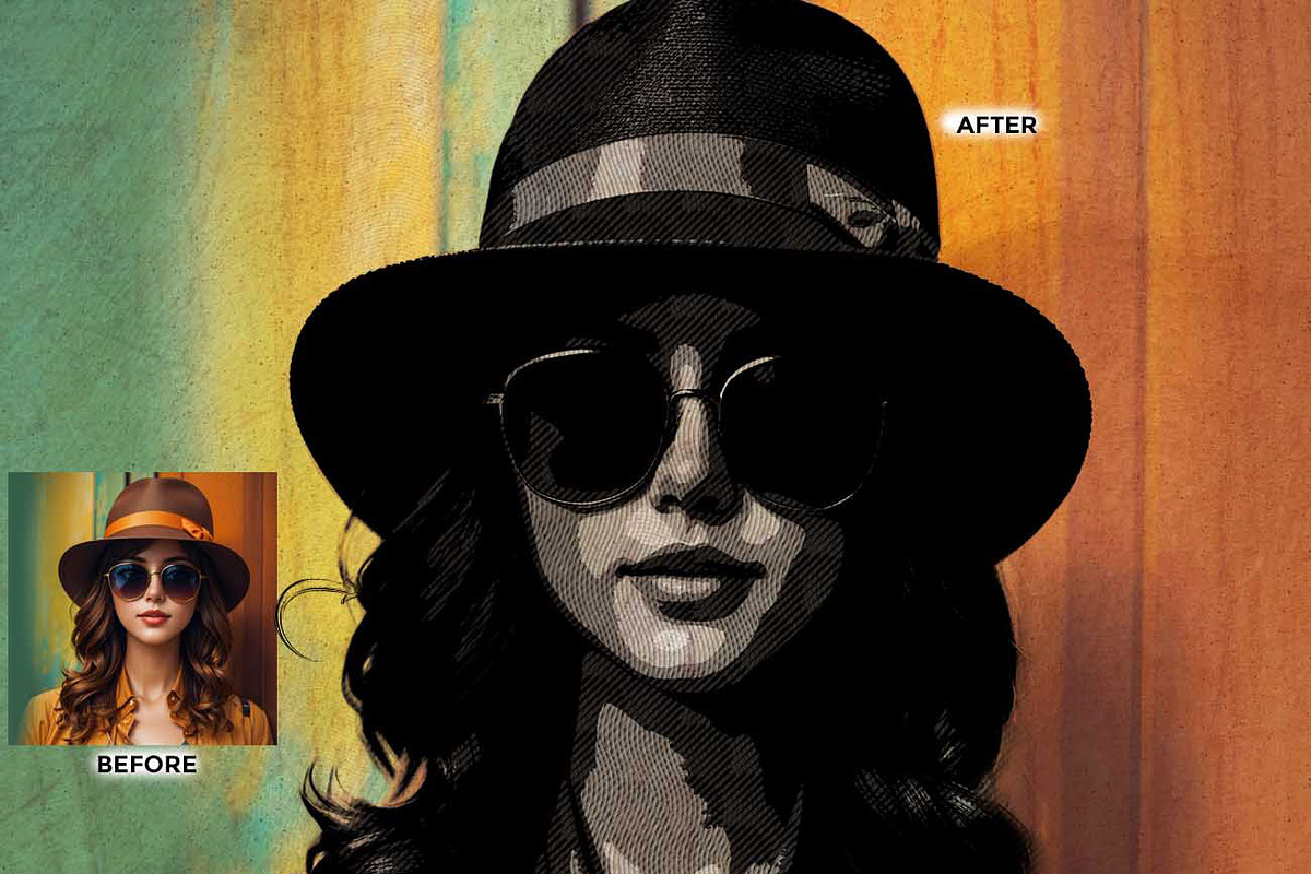 Woodcut Engraving Shadow Reactor FX, an Action Add-On by Studio Retouch (Photo 9 of 10)