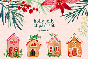 Gouache Christmas Clipart Set