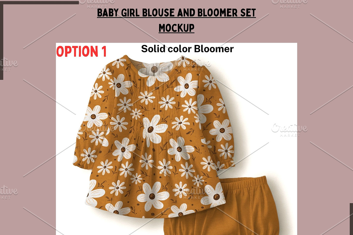 Baby Blouse and Bloomer Set Mockup, a Hoody Mockup by Nora Gad (Photo 6 of 21)