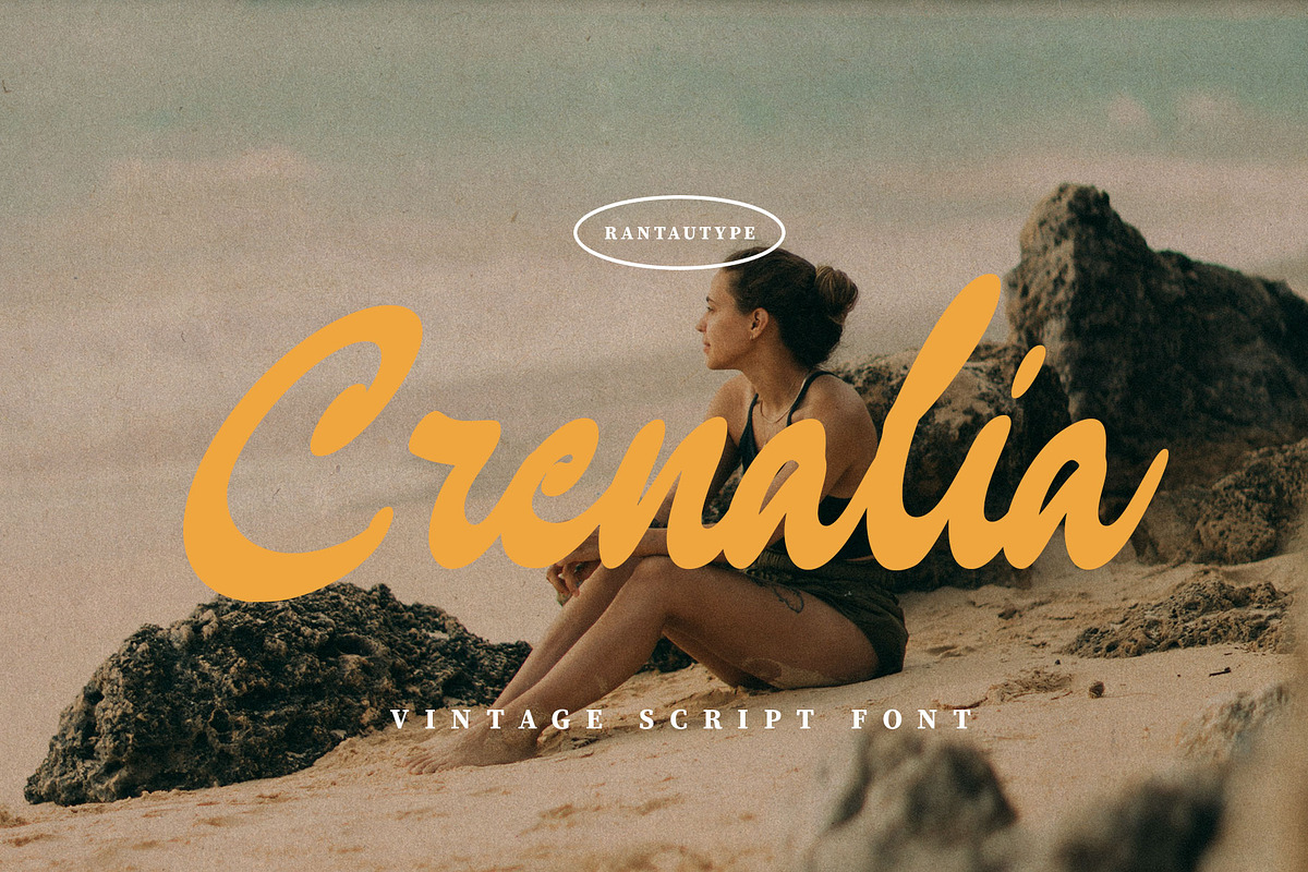 Crenalia Vintage Script Font, a Script Font by RantautypeStudio (Photo 1 of 17)