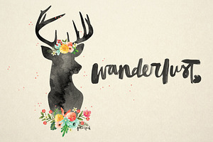 Watercolor Flowery Deer