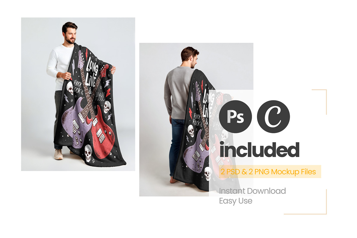Sherpa Blanket Mockup (x2 PSD), an Apparel Mockup by Mockups Studio (Photo 5 of 8)
