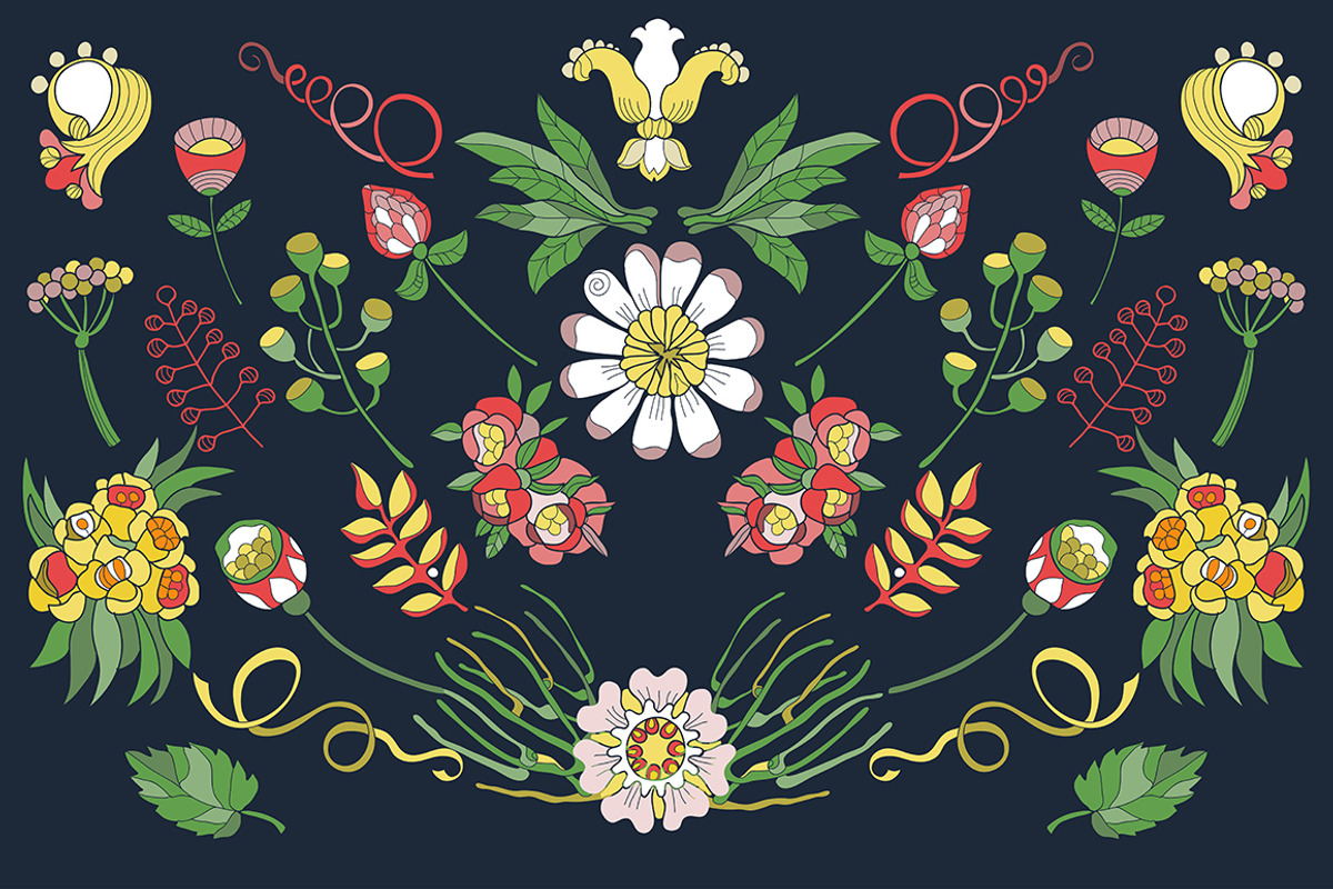 Floral elements doodle set ., an Object Graphic by RAINBOWIRMA (Photo 3 of 4)