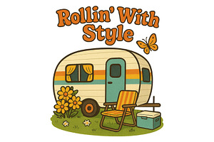Rollin’ With Style Camper Wall Art, a Background Graphic by LaseredNinja