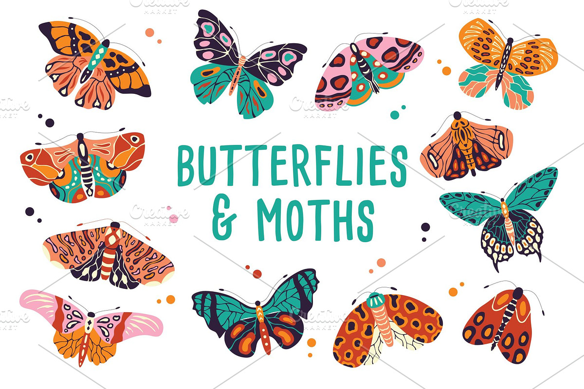 Spring Butterflies and Moths, a Pattern Graphic by Blue Lela Design (Photo 1 of 8)