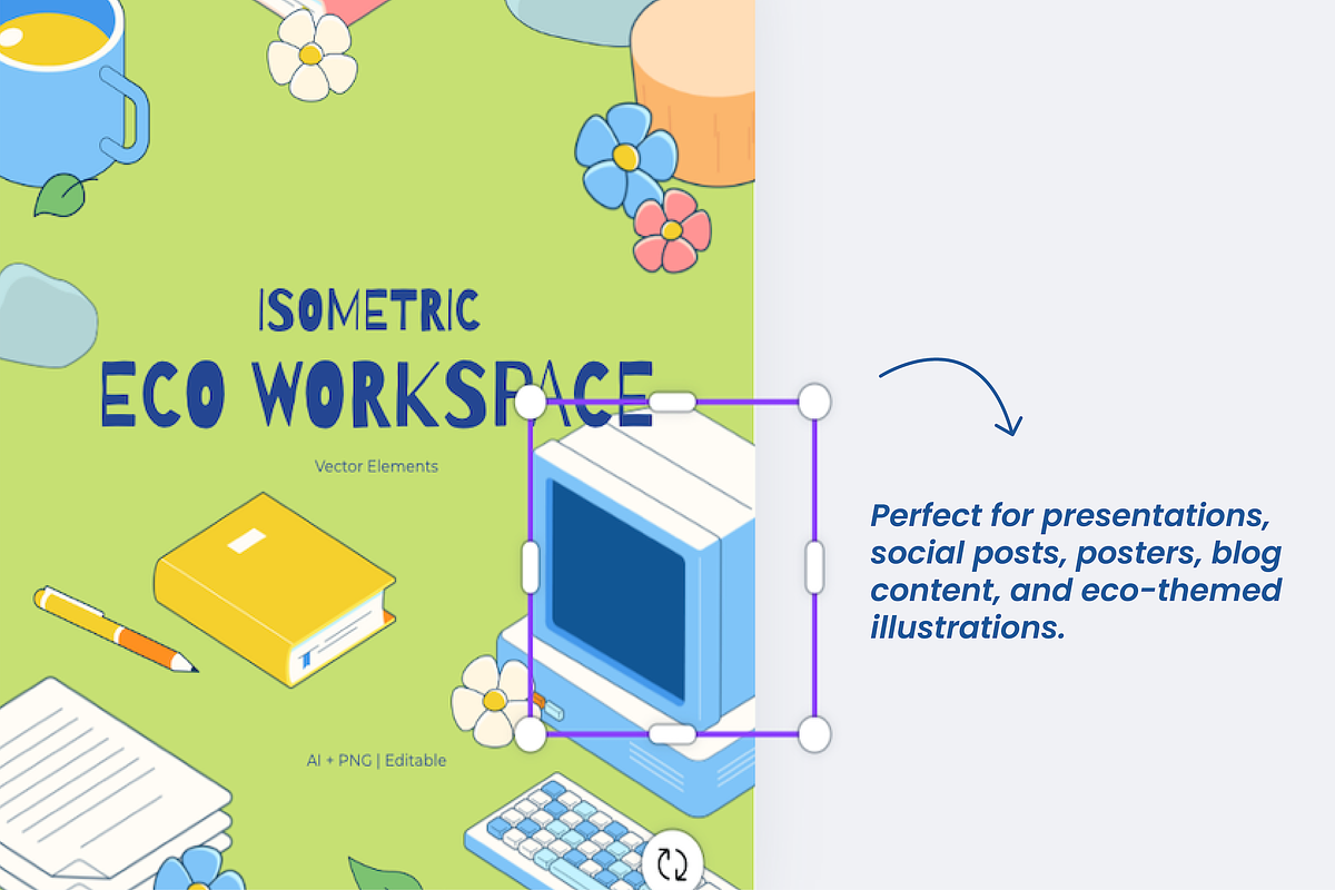 Isometric Eco Workspace – Vector Obj, a Work Illustration by murmur Design (Photo 4 of 4)