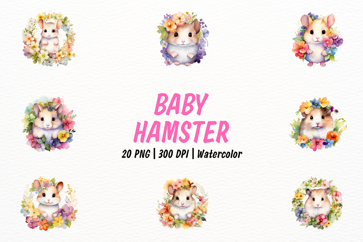 Happy Baby Hamster with Flower, an Animal Illustration by New-School-Wave (Photo 1 of 5)
