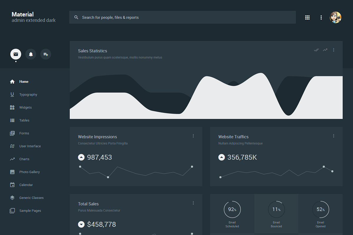 Admin Panel Dark Theme, a HTML Template by semicolon