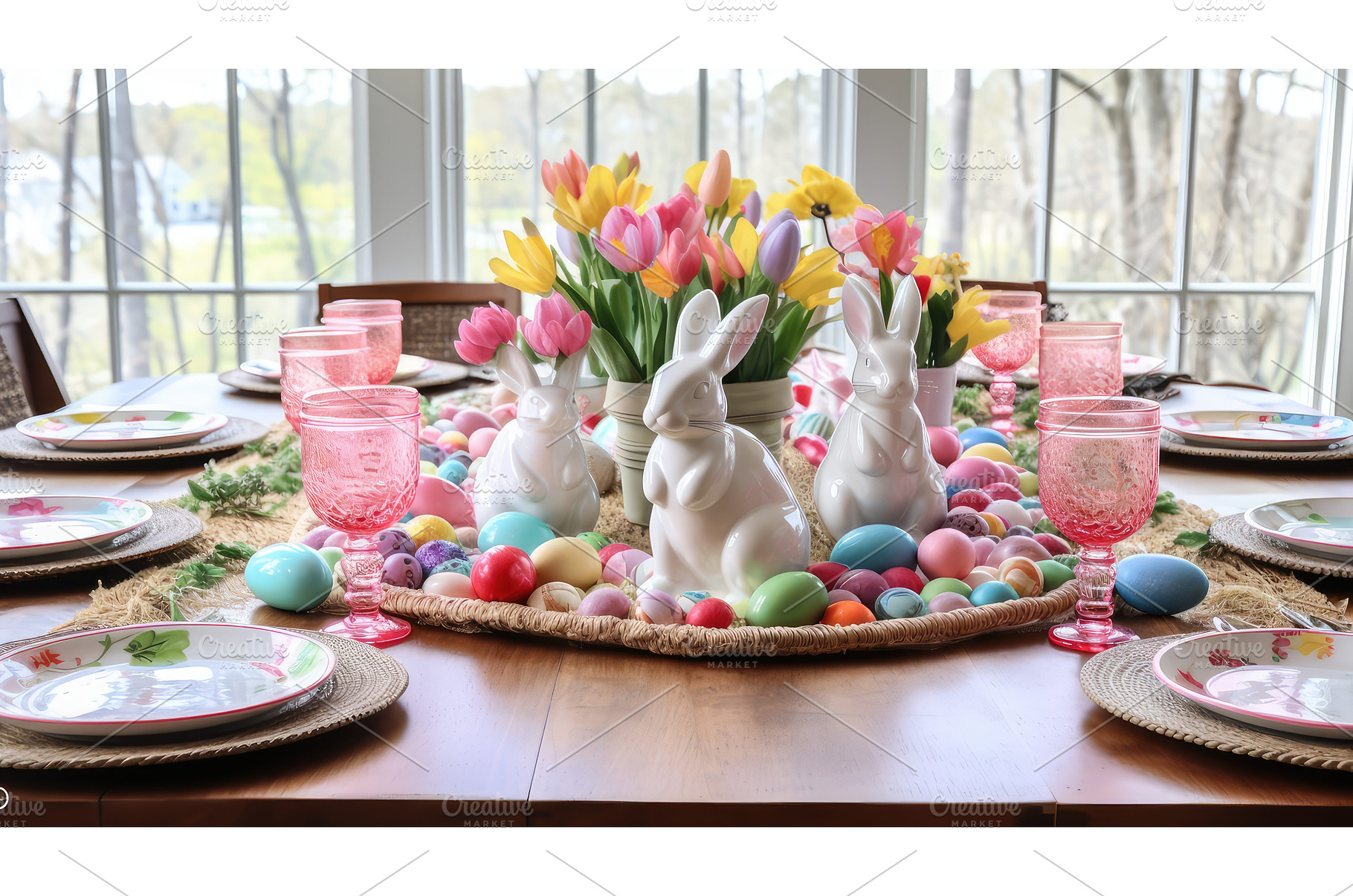 chargers easter table setting ai, a Holiday Photo by pikepicture
