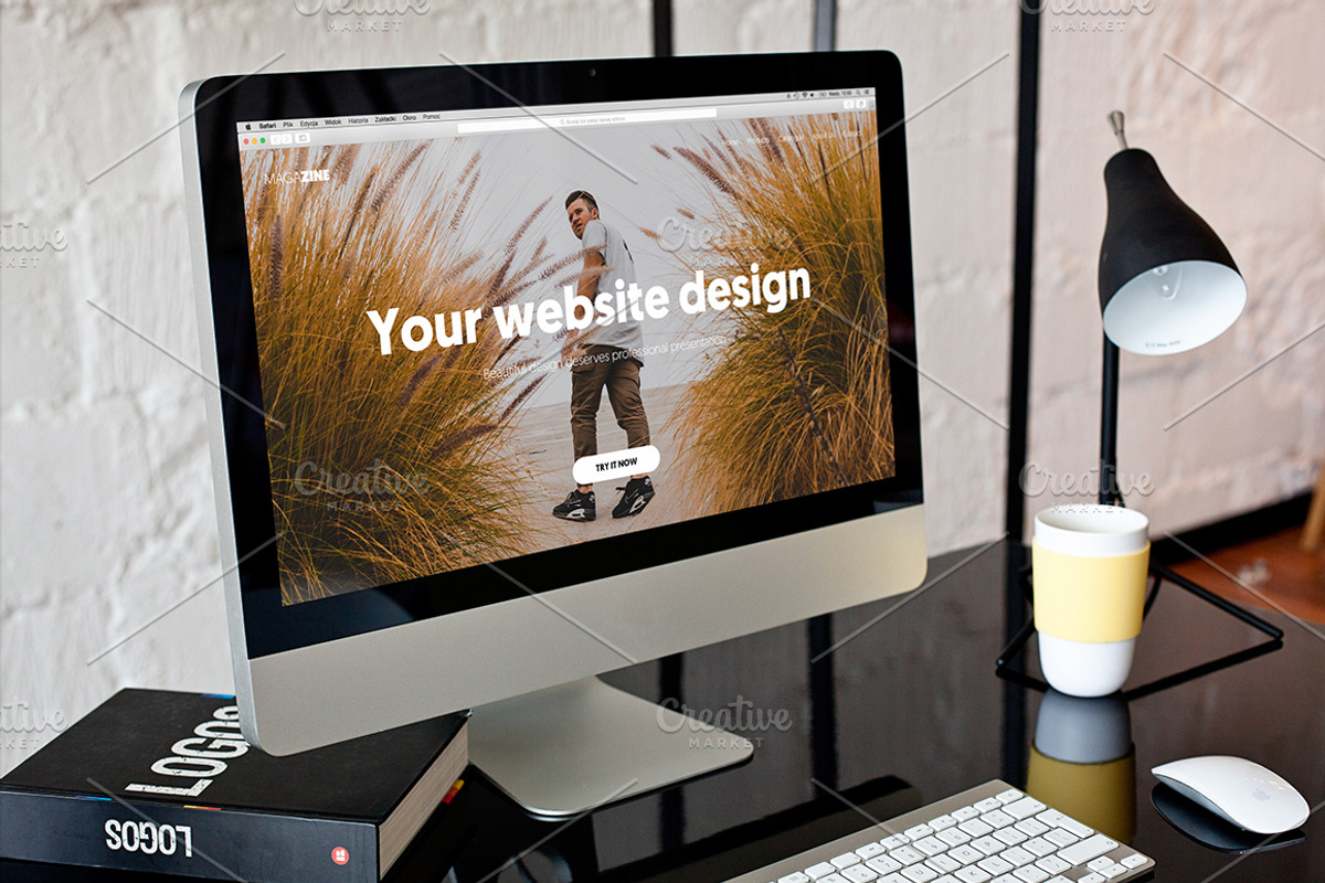 iMac B&W workspace - 6 photo mockups, a Mac Mockup by show it better (Photo 4 of 5)