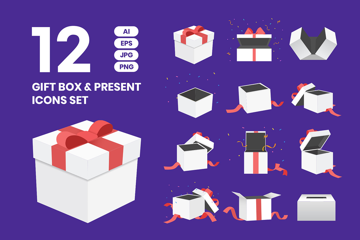 gift box and present icons set, a Decorative Illustration by Design Present (Photo 1 of 3)