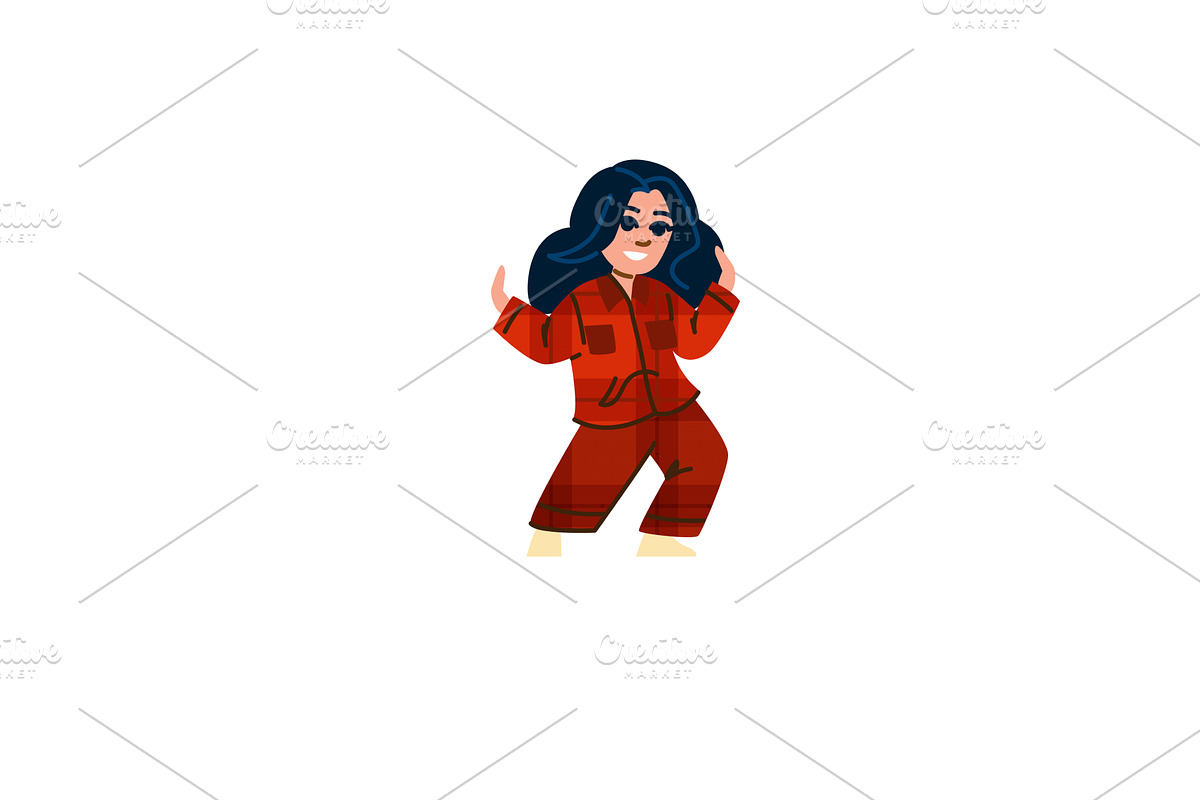 Young woman wearing pyjamas dancing, an Illustration by pikepicture