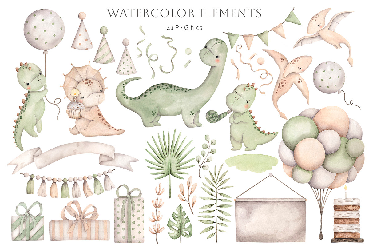 Dinosaur party, an Animal Illustration by NellyaEgorova (Photo 2 of 10)
