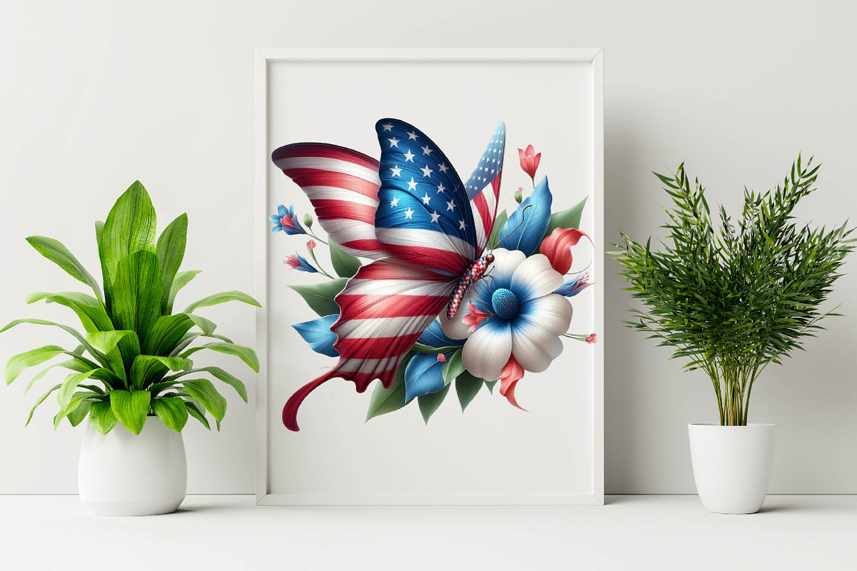 Watercolor Patriotic Butterfly Subl, an Illustration by SVGArt (Photo 4 of 8)