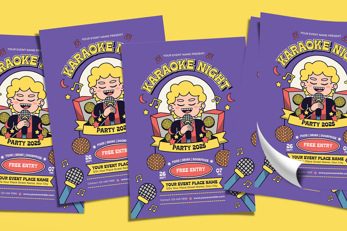 Karaoke Night Party Flyer Template, a Flyer Template by Tiptop Graphic (Photo 4 of 5)
