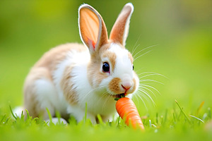 Cute Fluffy Rabbit With Alert Ears O, a Photo by LOGOCREATIVE