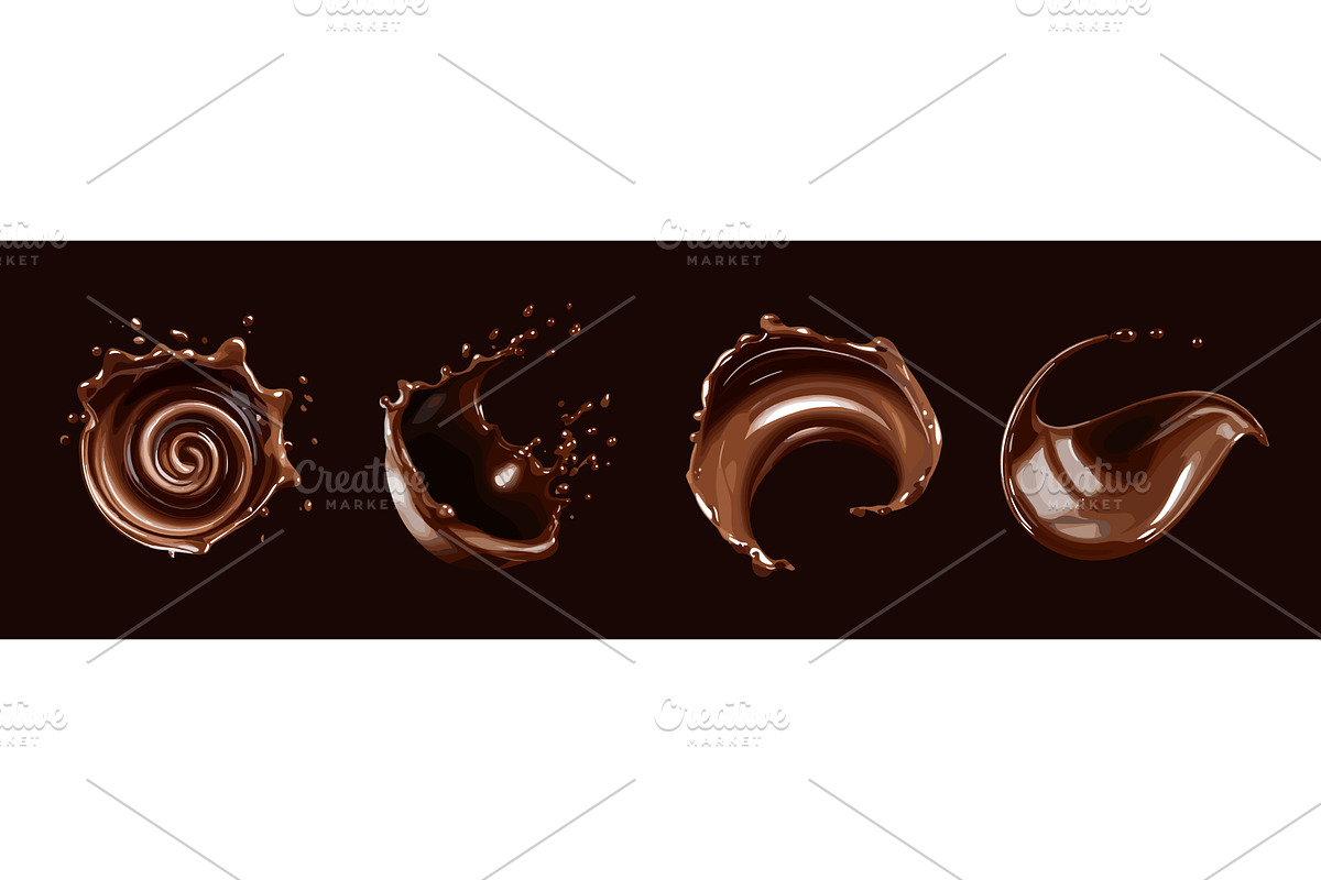 Chocolate liquid splashes. Cocoa, an Illustration by Stock-Smart-Start