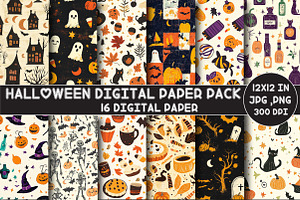 Retro Halloween Digital Paper Pack