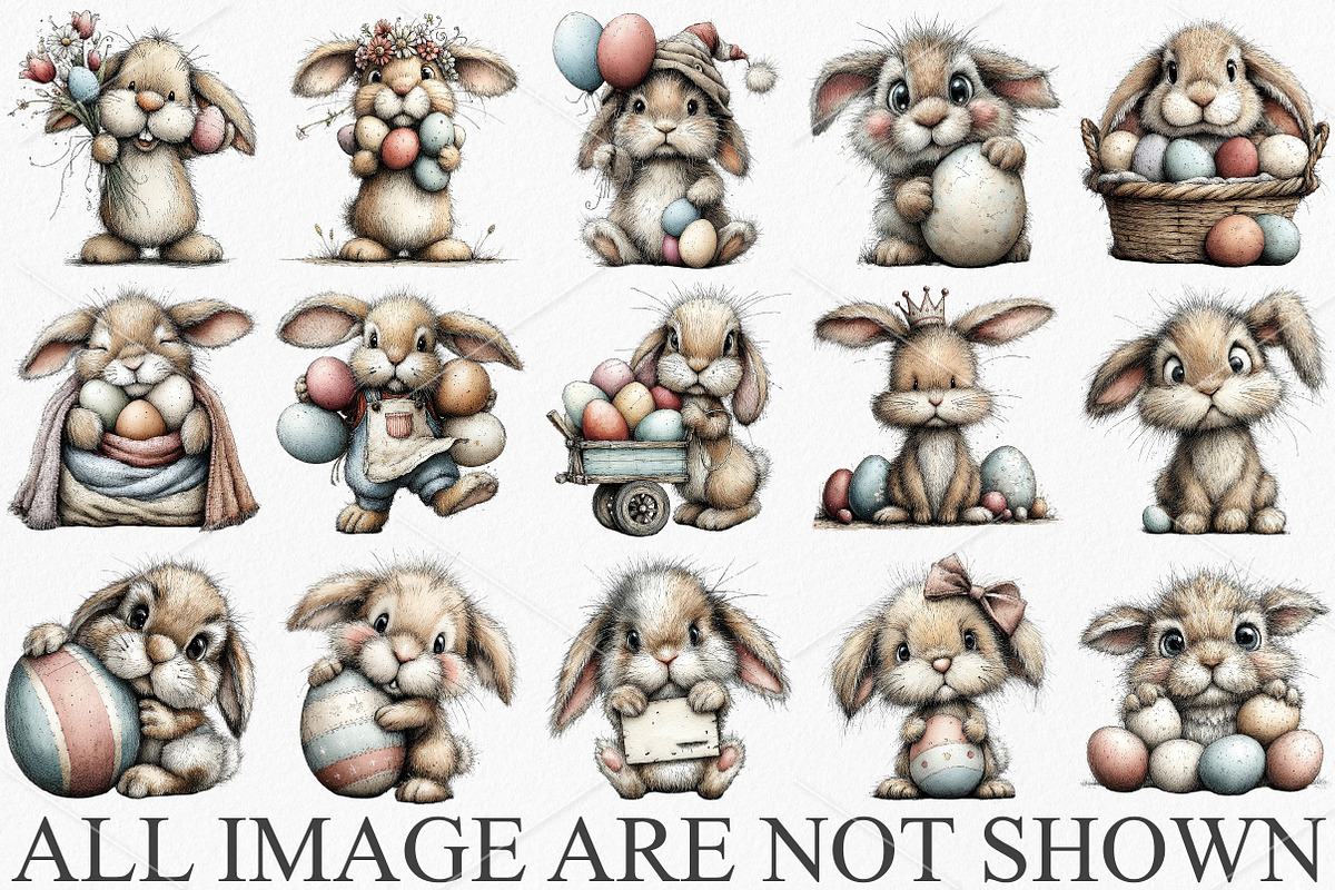 Whimsical Bunny Easter Clipart PNG, a Seasonal Illustration by Canvas Craft (Photo 4 of 7)