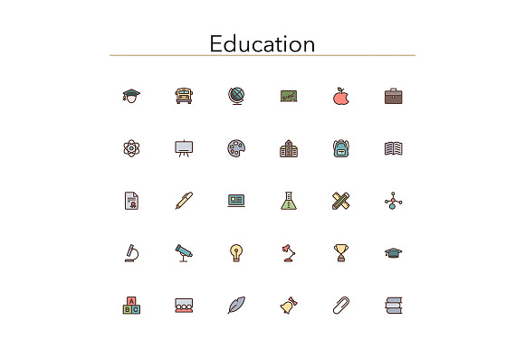 Education Colored Line Icons
