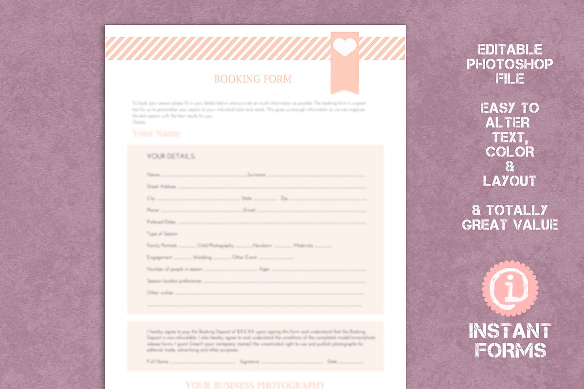 Newborn Photography Contract Forms, a Stationery Template by InstantForms (Photo 3 of 3)
