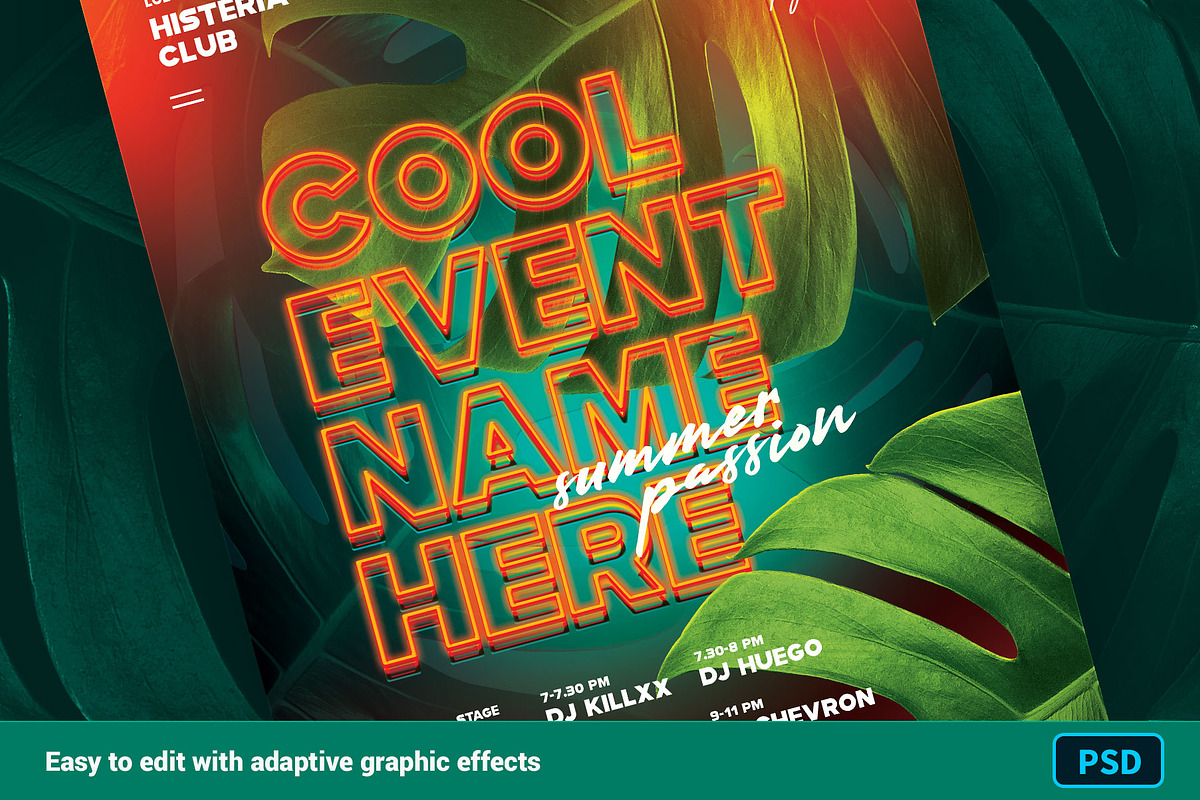 Summer Neon Club Flyer, a Flyer Template by Bornx Design (Photo 2 of 3)