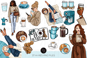 Coffee & Cookies Clipart Bundle Png