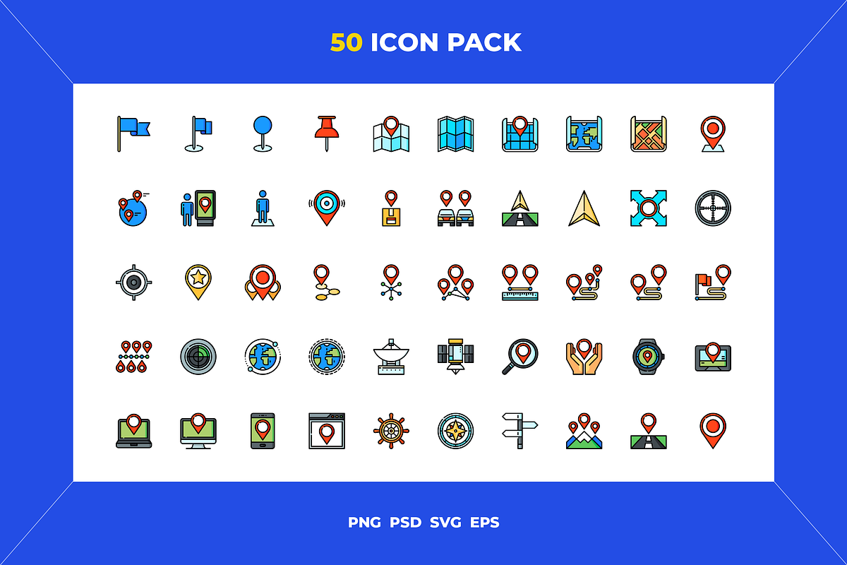 50 Location icons, an Outline Icon by Wencory (Photo 1 of 2)
