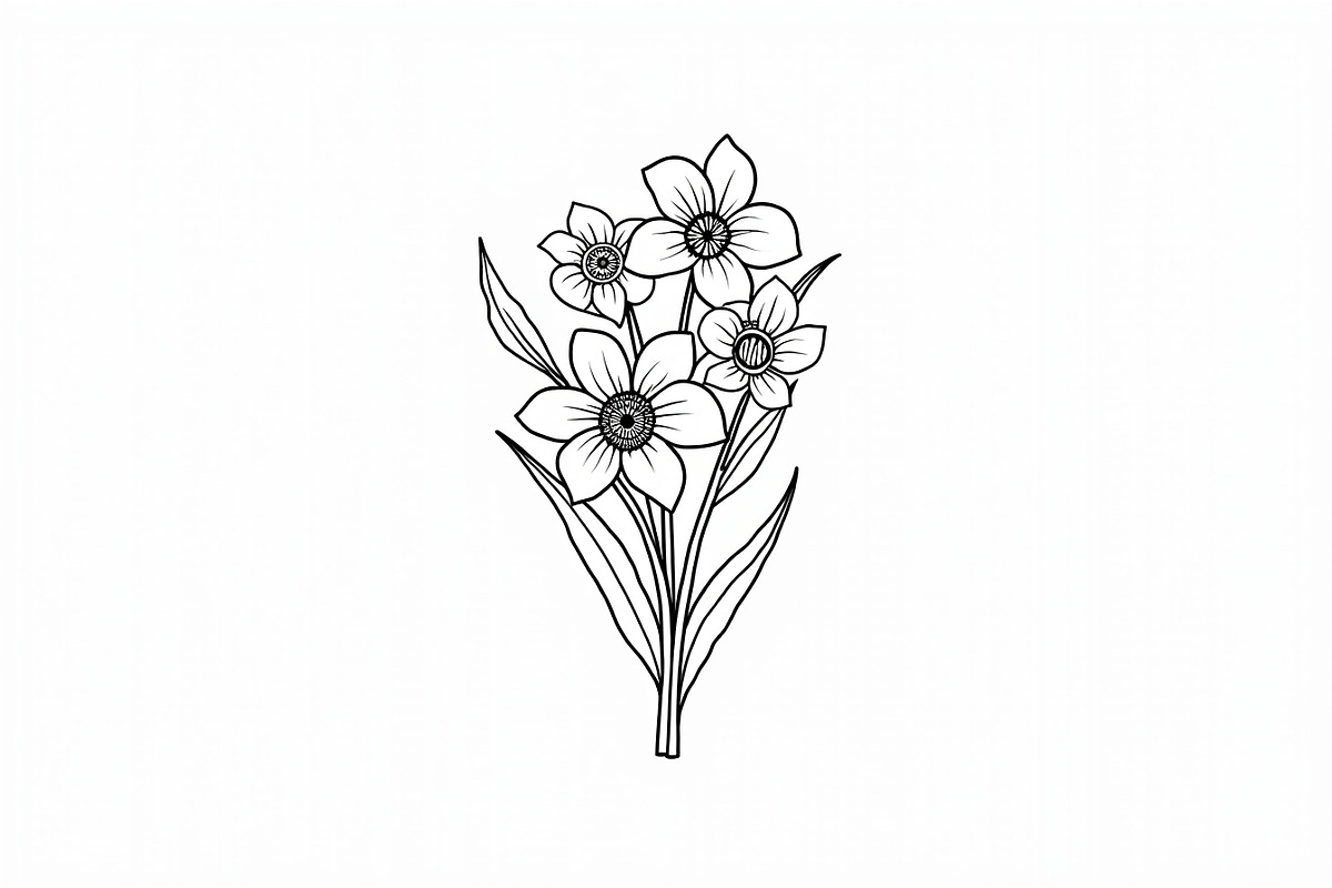 Flower Outline Art Printable Pack, an Illustration by BIPLOB EXPERT (Photo 7 of 9)