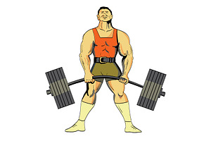 Powerlifter Deadlift Tattoo Color, an Illustration by patrimonio
