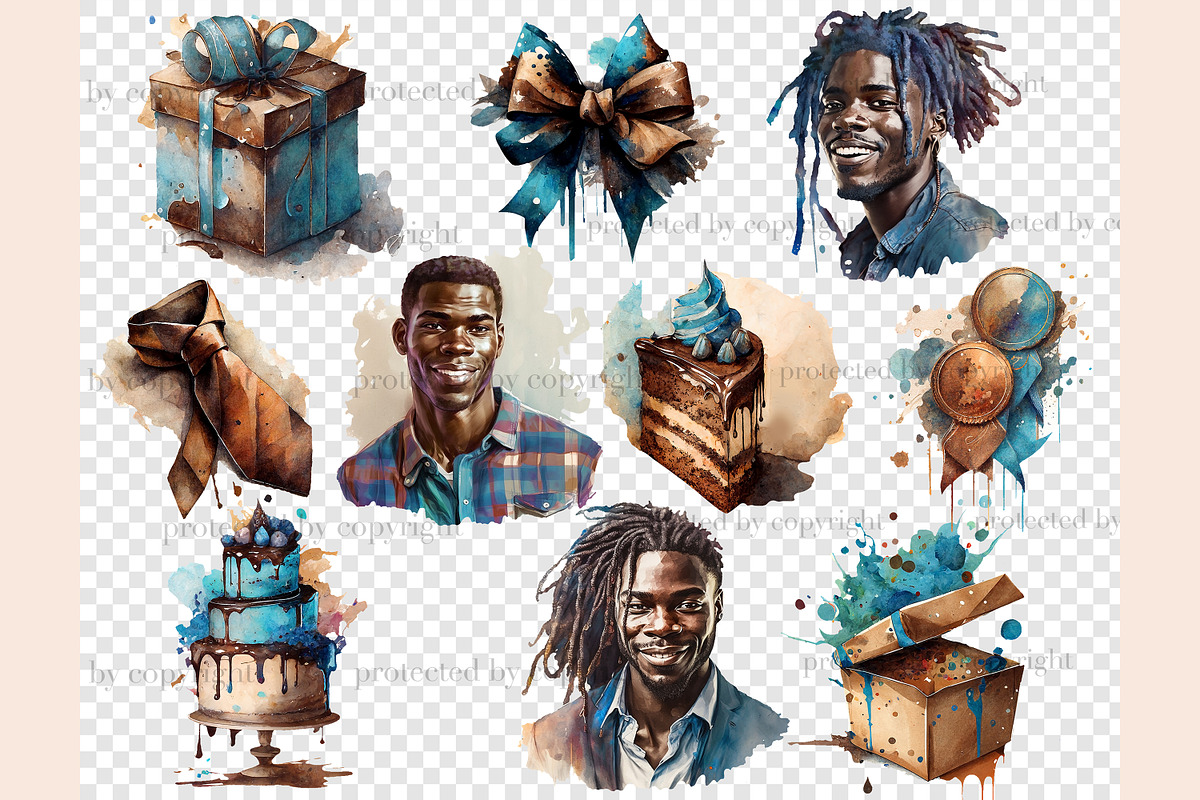 Happy Birthday Clipart, a Person Illustration by GlamArtZhanna (Photo 5 of 5)