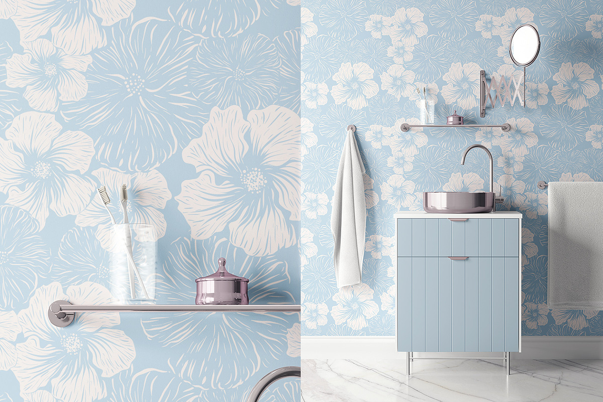 Swirl Flowers | Vector Print, a Wallpaper Graphic by MalyskaStudio (Photo 10 of 13)