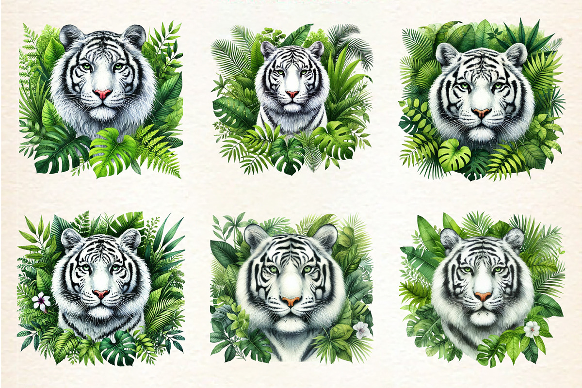 White Tiger Watercolor Animal, a Seasonal Illustration by DreamArtGraphic (Photo 4 of 4)